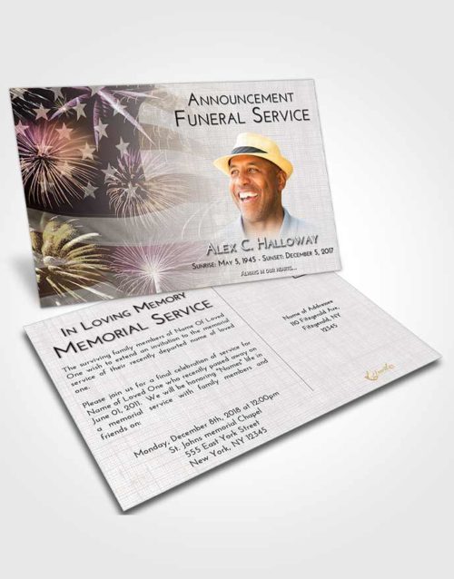 Funeral Announcement Card Template Evening American Patriot