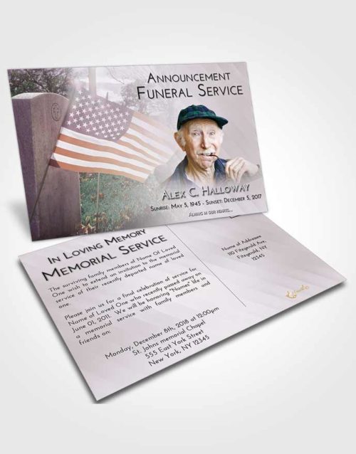 Funeral Announcement Card Template Evening American Smile