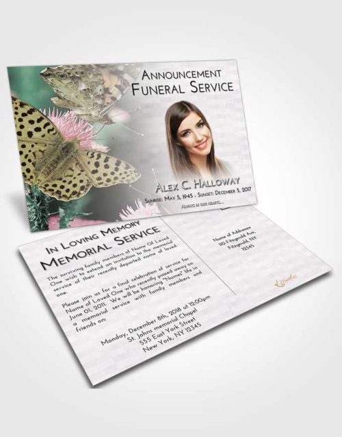 Funeral Announcement Card Template Evening Butterfly Peace