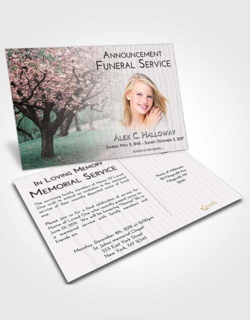 Funeral Announcement Card Template Evening Flowering Path