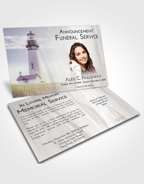 Funeral Announcement Card Template Evening Lighthouse Clarity