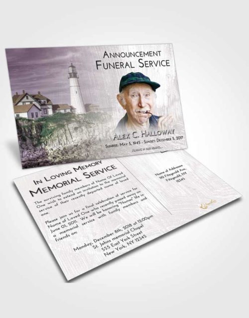 Funeral Announcement Card Template Evening Lighthouse Journey