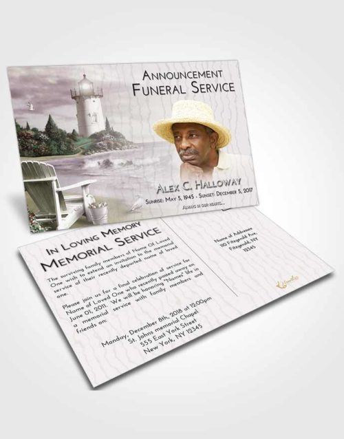 Funeral Announcement Card Template Evening Lighthouse Laughter