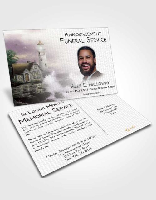 Funeral Announcement Card Template Evening Lighthouse Lookout