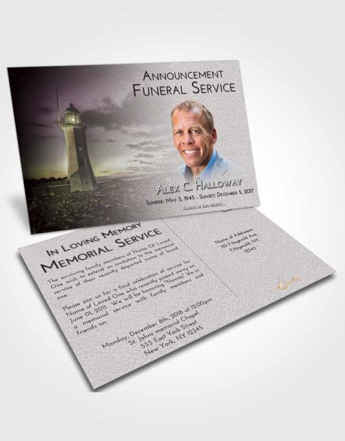Funeral Announcement Card Template Evening Lighthouse Magnificence