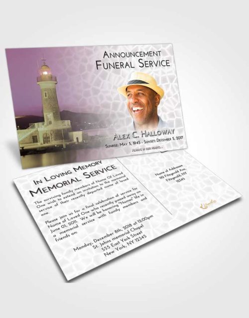 Funeral Announcement Card Template Evening Lighthouse Majesty