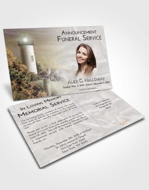 Funeral Announcement Card Template Evening Lighthouse Mystery