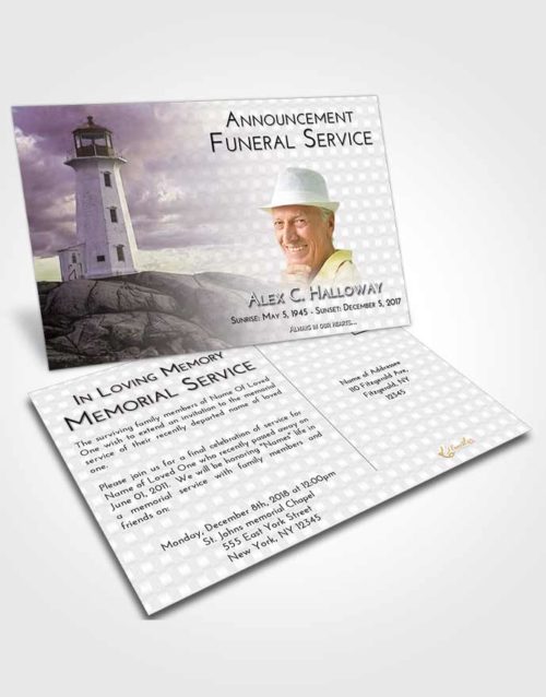 Funeral Announcement Card Template Evening Lighthouse Safety