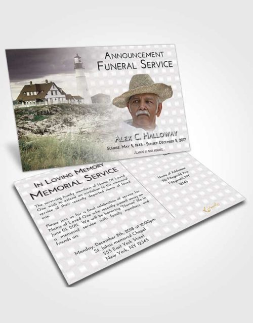 Funeral Announcement Card Template Evening Lighthouse Secret