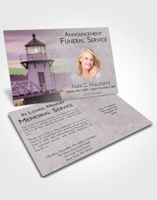 Funeral Announcement Card Template Evening Lighthouse Surprise