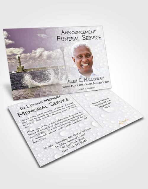 Funeral Announcement Card Template Evening Lighthouse in the Tides