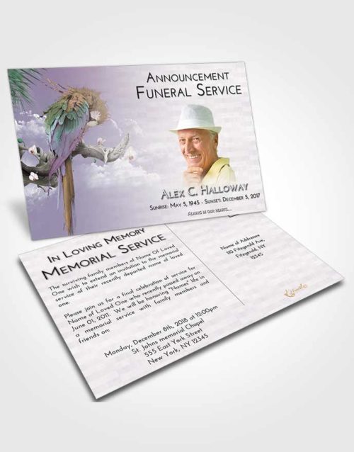 Funeral Announcement Card Template Evening Magical Parrot