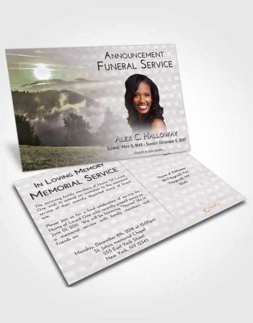 Funeral Announcement Card Template Evening Misty Forest