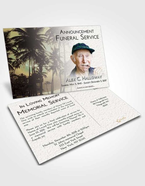 Funeral Announcement Card Template Evening Palm Paradise