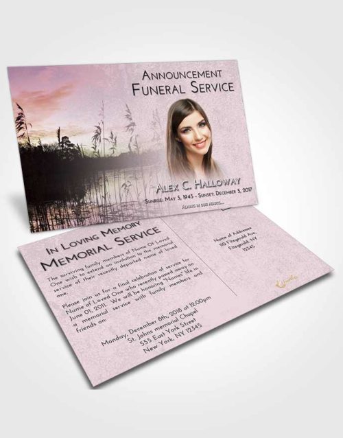 Funeral Announcement Card Template Evening Serenity Lake