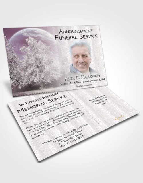 Funeral Announcement Card Template Evening Snowy Love