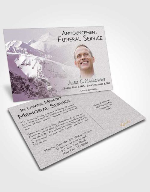 Funeral Announcement Card Template Evening Snowy Mountains