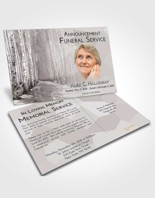 Funeral Announcement Card Template Evening Snowy Stream