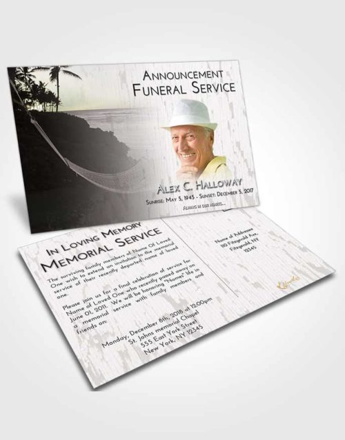 Funeral Announcement Card Template Evening Sunset in a Hammock