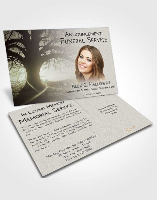 Funeral Announcement Card Template Evening Tree Serenity
