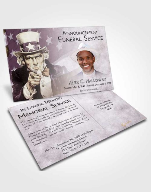 Funeral Announcement Card Template Evening Uncle Sam