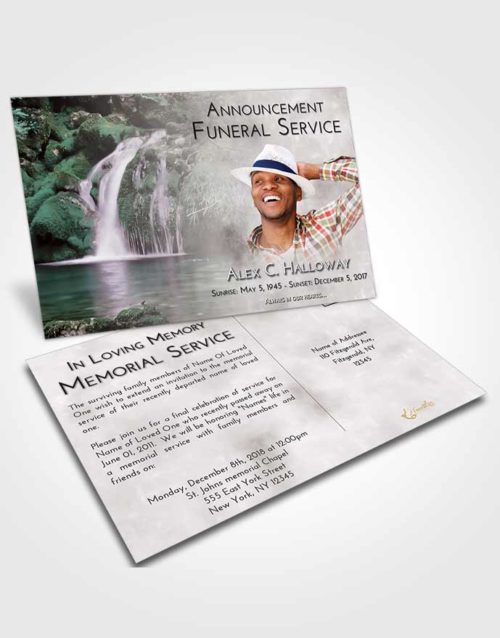 Funeral Announcement Card Template Evening Waterfall Clarity