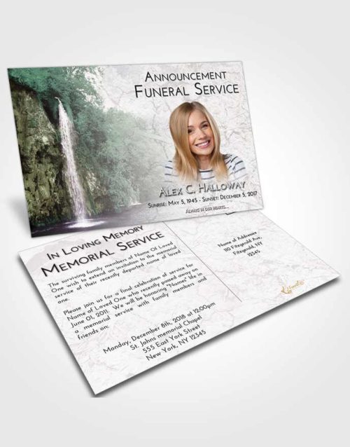 Funeral Announcement Card Template Evening Waterfall Happiness