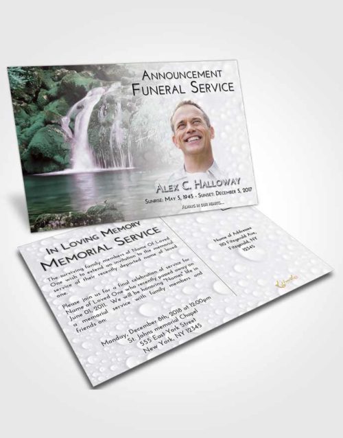 Funeral Announcement Card Template Evening Waterfall Paradise