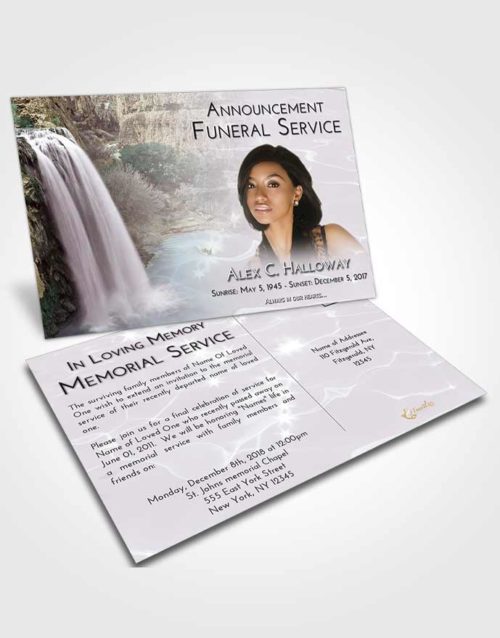 Funeral Announcement Card Template Evening Waterfall Serenity