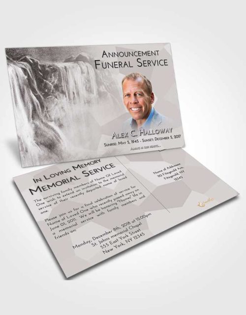 Funeral Announcement Card Template Evening Waterfall Tranquility