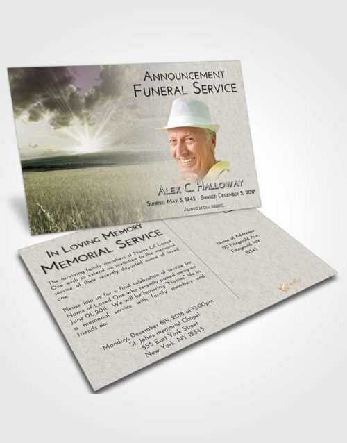 Funeral Announcement Card Template Evening Wheat Fields