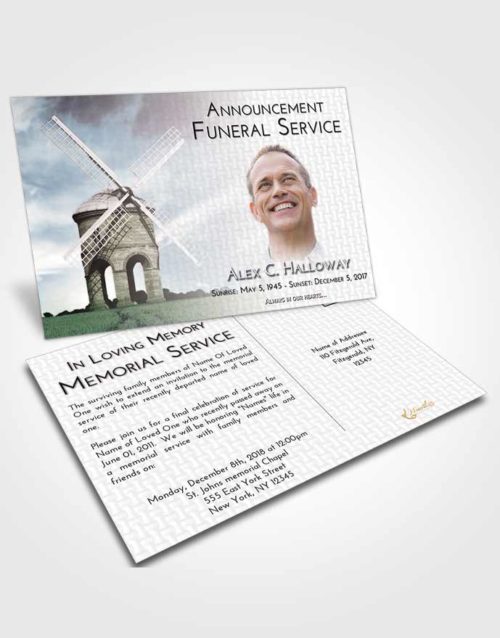 Funeral Announcement Card Template Evening Windmill of Honor