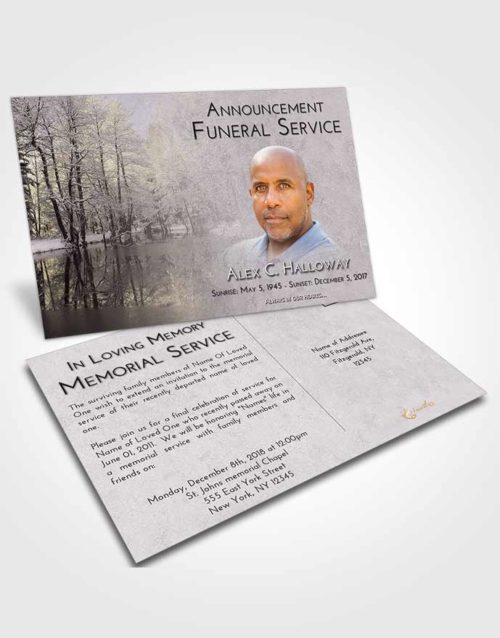 Funeral Announcement Card Template Evening Winter Pond