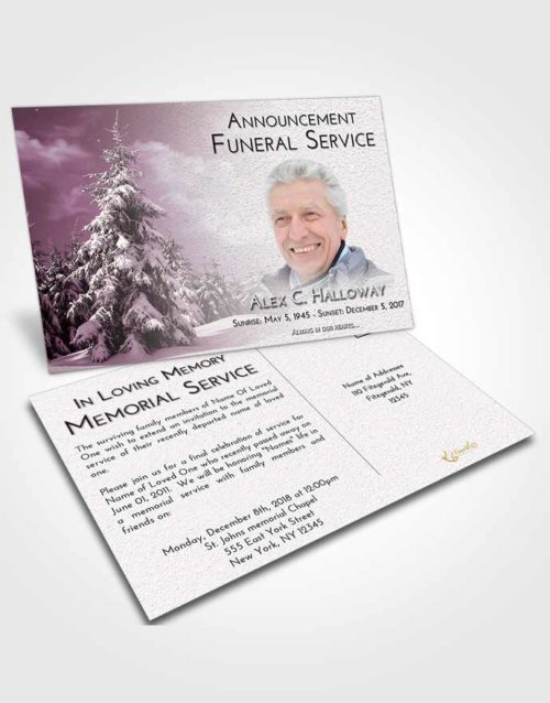 Funeral Announcement Card Template Evening Winter Wonderland