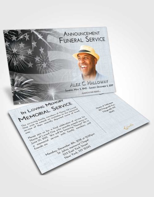 Funeral Announcement Card Template Freedom American Patriot