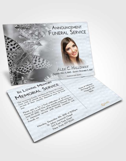 Funeral Announcement Card Template Freedom Butterfly Peace