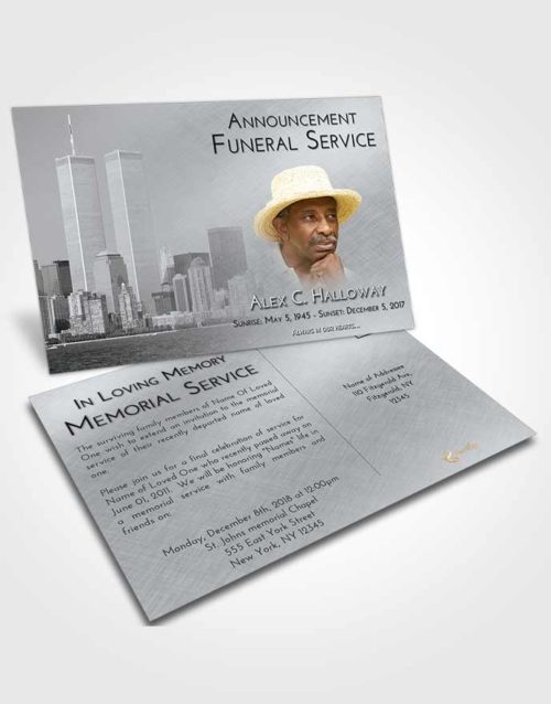 Funeral Announcement Card Template Freedom Cityscape