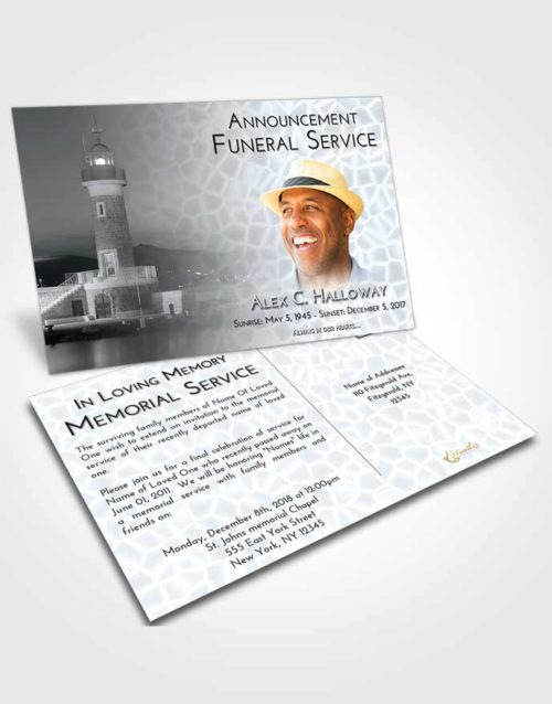Funeral Announcement Card Template Freedom Lighthouse Majesty