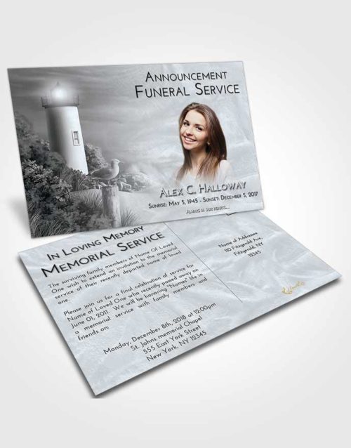 Funeral Announcement Card Template Freedom Lighthouse Mystery