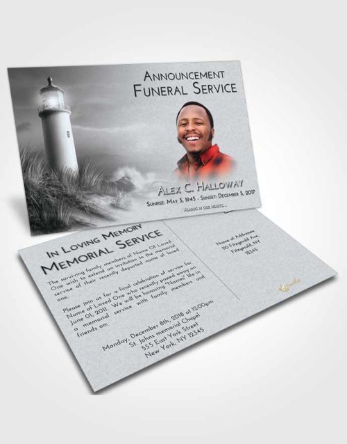 Funeral Announcement Card Template Freedom Lighthouse Serenity