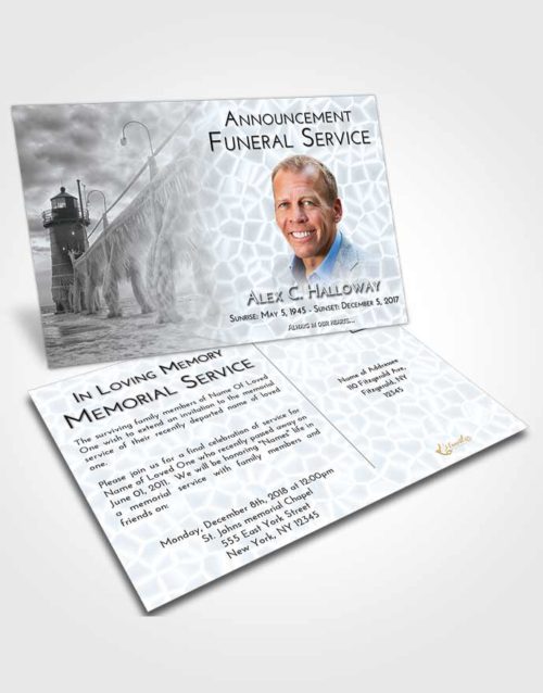 Funeral Announcement Card Template Freedom Lighthouse Tranquility