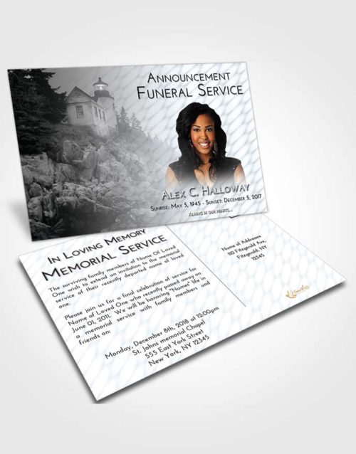Funeral Announcement Card Template Freedom Lighthouse on the Rocks