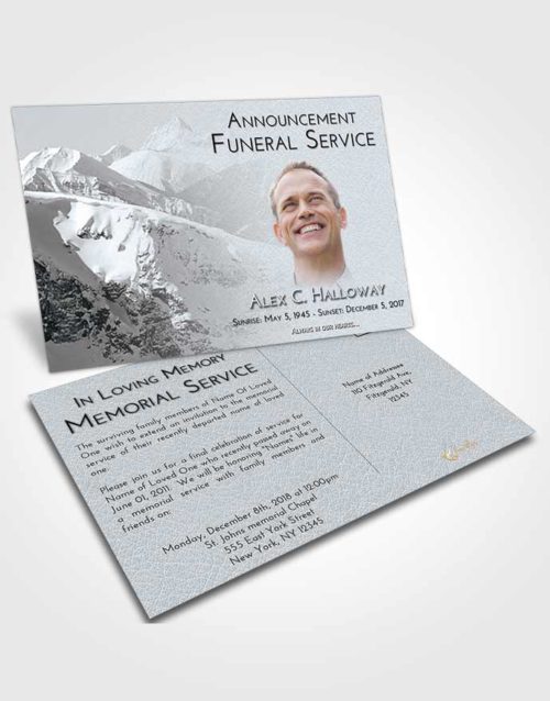 Funeral Announcement Card Template Freedom Snowy Mountains