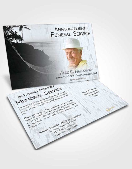 Funeral Announcement Card Template Freedom Sunset in a Hammock