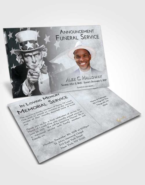 Funeral Announcement Card Template Freedom Uncle Sam