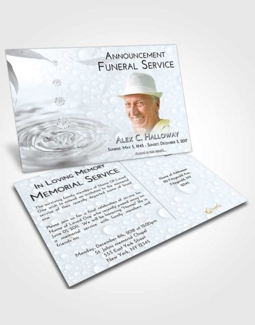 Funeral Announcement Card Template Freedom Water Droplet