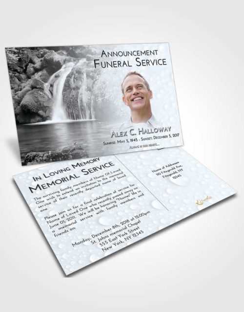 Funeral Announcement Card Template Freedom Waterfall Paradise