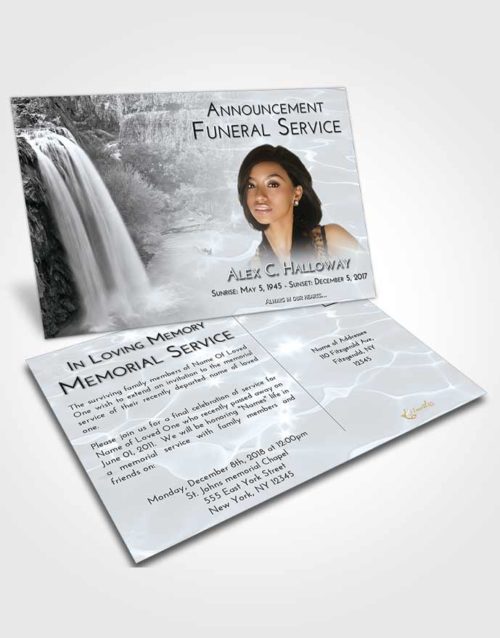 Funeral Announcement Card Template Freedom Waterfall Serenity