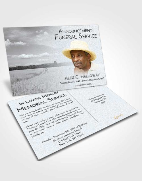 Funeral Announcement Card Template Freedom Wheat Serenity