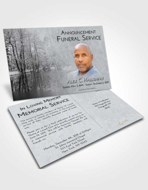 Funeral Announcement Card Template Freedom Winter Pond